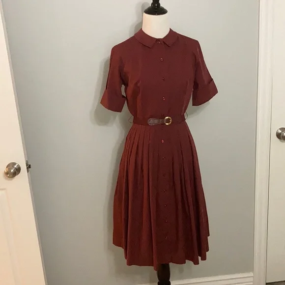 cos burgundy dress FAW25-11-Low waisted mockneck dress-Washed Burgundy  whoopikids
